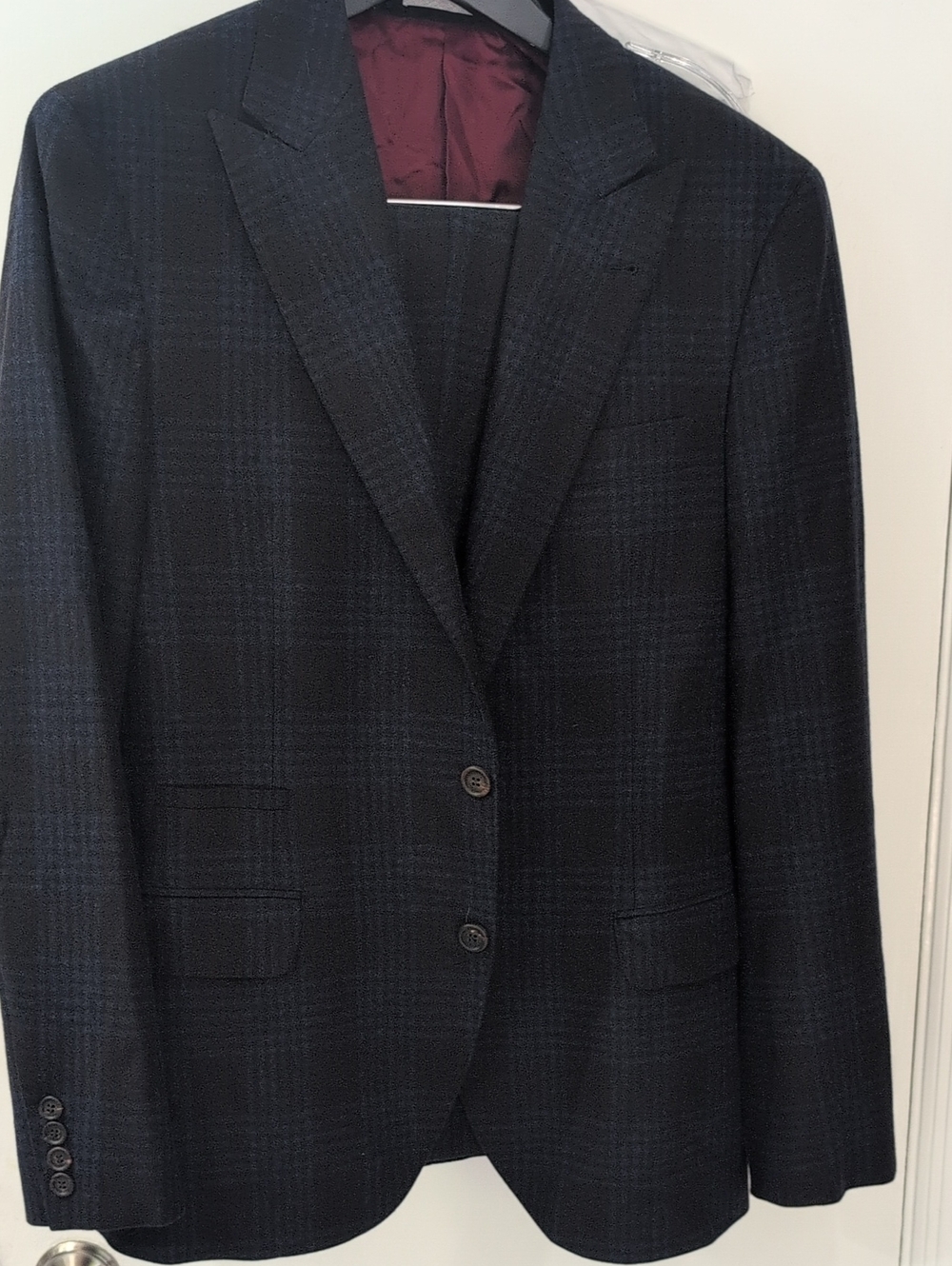 Brunello Cucinelli Navy Plaid Three-Button Suit